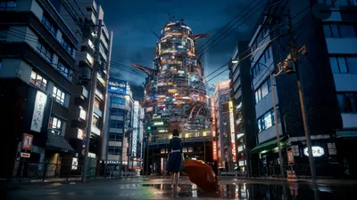 Futuristic City Street Night World Wallpaper 4K 1920x1080 Futuristic, City, Street, At, Night, With, Neon-lit, Skyscraper, Desktop, Brown, Gray, Ultrawide, Full HD