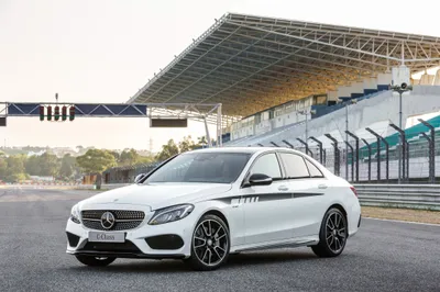 Dark White Wallpaper Abstract Wallpaper 4K 4096x2731 White, Mercedes‑benz, C‑class, Sedan, Parked, On, A, Racetrack, Under, Grandstand, Rendered, Ultra, Landscape, 4K