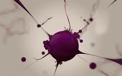 Dreamy Artistic Wallpaper Abstract Wallpaper 4K 2560x1600 Artistic, Abstract, Purple, Sphere, With, Spindly, Tendrils, And, Floating, Droplets, Soft, Neutral, Gray, Ultrawide, QHD