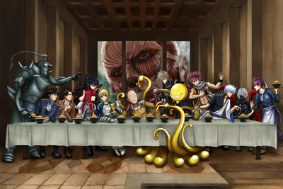 Anime Crossover Characters Various Series Abstract Wallpaper 4K 1920x1280 Anime, Crossover, Featuring, Characters, From, Various, Series, Gathered, Around, Table, Inspired, Last, Gray, Landscape, Full HD