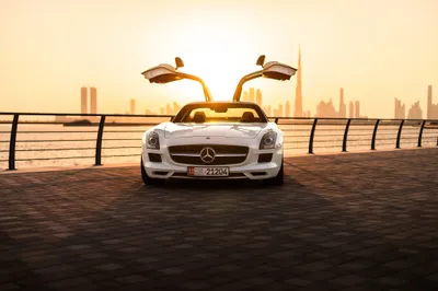 Epic White Wallpaper World Wallpaper 4K 2048x1367 White, Mercedes‑benz, Sls, Amg, With, Gullwing, Doors, Open, Mercedes, Benz, Waterfront, Promenade, Landscape, Full HD