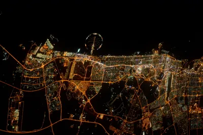 Serene Aerial Wallpaper World Wallpaper 4K 4493x2996 Aerial, Nighttime, View, Of, Dubai, City, Lights, From, Space, Showcasing, Man-made, Urban, Brown, Landscape, 4K