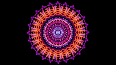 Abstract Kaleidoscope Mandala Vivid Purple Black/Dark Wallpaper 4K 1920x1080 Abstract, Kaleidoscope, Mandala, In, Vivid, Purple, Orange, And, Pink, Black, Desktop, Red, Ultrawide, Full HD