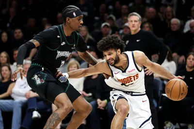 Radiant Nba Wallpaper Abstract Wallpaper 4K 2560x1707 Nba, Action, Denver, Nuggets, Guard, Drives, Past, Minnesota, Timberwolves, Defender, Quad, White, Landscape, QHD