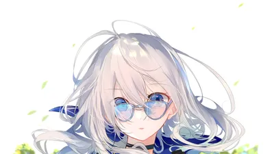 Anime Original Girl Silver Hair Abstract Wallpaper 4K 1920x1080 Hd, Anime-style, Original, Artwork, Of, A, Girl, With, Silver, Hair, Blue, Glasses, White, Ultrawide, Full HD