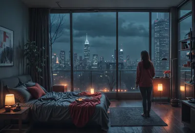 Sleek Cozy Wallpaper World Wallpaper 4K 2048x1400 Cozy, Apartment, City, View, 2, Brown, Landscape, Full HD