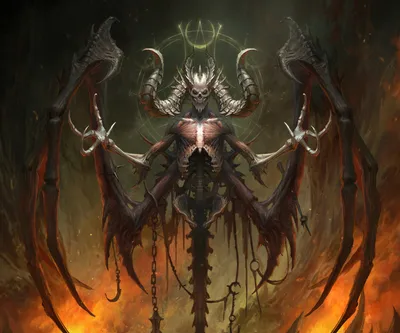 Vibrant Dark Wallpaper Black/Dark Wallpaper 4K 1920x1600 Dark, Horned, Demon, With, Skull-like, Face, Skeletal, Torso, Tattered, Wings, Chains, Looming, Brown, Square, Full HD