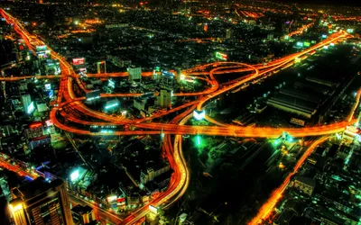 Vibrant Aerial Bustling Cityscape World Wallpaper 4K 1920x1200 A, Vibrant, Aerial, View, Of, Bustling, Cityscape, Night, Featuring, Intricate, Man-made, Roads, Red, Black, Brown, Ultrawide, Full HD