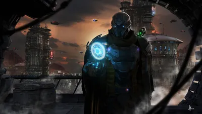 Radiant Armored Wallpaper World Wallpaper 4K 1920x1080 Hd, Pc, Desktop, Wallpaper, Armored, Sci‑fi, Warrior, Stands, Sci, Rooftop, Balcony, Holding, Brown, Gray, Ultrawide, Full HD