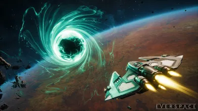 Serene Spaceship Wallpaper Space Wallpaper 4K 1920x1080 Hd, Desktop, Wallpaper, Featuring, A, Spaceship, From, Everspace, Flying, Towards, Vibrant, Green, White, Ultrawide, Full HD