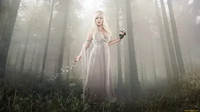Fantasy Themed Depicting Woman Flowing Nature Wallpaper 4K 1920x1080 A, Fantasy-themed, Hd, Wallpaper, Depicting, Woman, In, Flowing, Dress, Surrounded, Misty, Trees, Gray, Ultrawide, Full HD