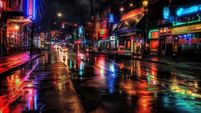 Vibrant City Street Night Neon World Wallpaper 4K 2912x1632 Hd, Desktop, Wallpaper, Of, A, Vibrant, City, Street, Night, Featuring, Neon, Signs, Brown, Ultrawide, QHD