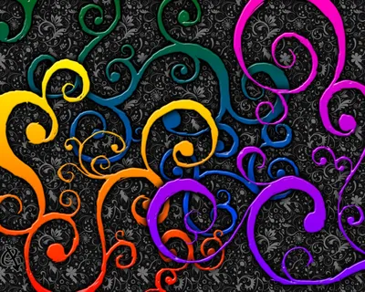 Golden Vibrant Wallpaper Abstract Wallpaper 4K 2048x1638 Vibrant, Multicolored, Swirls, Twisting, Over, An, Ornate, Dark, Filigree, Abstract, Colors, Swirl, Orange, Purple, Black, Square, Full HD