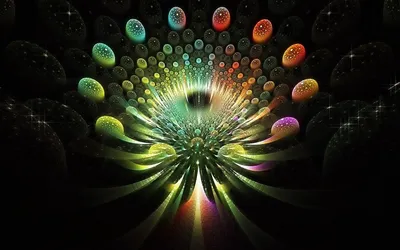 Abstract Fractal Glowing Black/Dark Wallpaper 4K 1920x1200 Abstract, Fractal, Hd, Pc, Desktop, Wallpaper, And, Background:, Glowing, Multicolored, Radial, Flower, Black, Gray, Ultrawide, Full HD