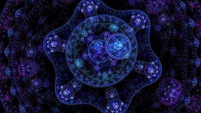 Blue Abstract Fractal Layered Abstract Wallpaper 4K 1920x1080 Blue, Abstract, Fractal, With, Layered, Circular, Motifs, And, Glowing, Cores, Intricate, Lace-like, Brown, Ultrawide, Full HD