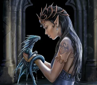 Elf Long Hair Holding Fantasy Wallpaper 4K 1920x1678 Hd, Desktop, Wallpaper, Featuring, An, Elf, With, Long, Hair, Holding, Small, Dragon), Gray, Brown, Square, Full HD