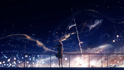 Bold Captivating Wallpaper Space Wallpaper 4K 2560x1440 A, Captivating, Anime-style, Wallpaper, Featuring, Figure, Standing, Balcony, Gazing, Beautiful, Fantasy, Night, White, Ultrawide, QHD