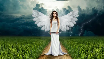 Moody Fantasy Wallpaper Fantasy Wallpaper 4K 5616x3188 A, Fantasy, Scene, Featuring, An, Angel, With, Long, Hair, Large, Wings, Standing, White, Ultrawide, 4K