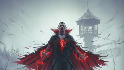 Radiant Dark Wallpaper Black/Dark Wallpaper 4K 1920x1080 Dark, Vampire, With, Glowing, Red, Cracks, On, His, Body, Tattered, Cloak, Stands, Gray, White, Ultrawide, Full HD