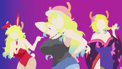 Minimalist Collage Three Anime Characters Minimal Wallpaper 4K 3840x2160 Minimalist, Collage-style, 4K, Ultra, Hd, Wallpaper, Featuring, Three, Anime, Characters, Miss, Kobayashi, Orange, Pink, White, Ultrawide