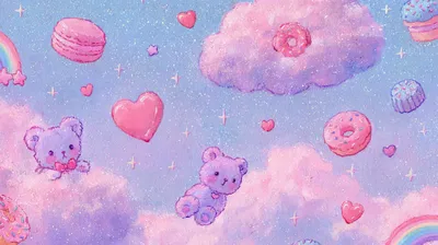 Cutecore Pastel Y2k Whimsical Nature Wallpaper 4K 2944x1648 Cutecore, Pastel, Y2k, Whimsical, 2k, Quad, Hd, Pc, Desktop, Sparkly, Sky, Pink, Gray, Ultrawide, QHD