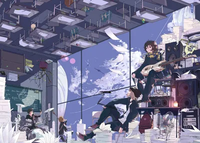 Vibrant Anime Wallpaper Abstract Wallpaper 4K 3106x2216 Hd, Pc, Desktop, Wallpaper, Featuring, Anime, Characters, Playing, Musical, Instruments, Dynamic, Futuristic, Gray, Landscape, QHD