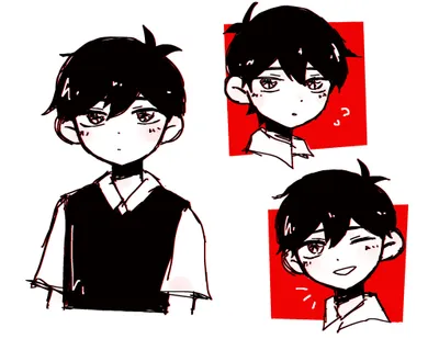 Vivid Sunny Wallpaper Games Wallpaper 4K 2048x1585 Hd, Pc, Wallpaper, Of, Sunny, (omori):, Three, Black-haired, Sketches, White, Red, Square, Full HD