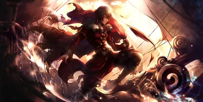 Vibrant Fantasy Wallpaper Fantasy Wallpaper 4K 2345x1185 Hd, Fantasy, Anime, Original, Artwork, Featuring, A, Dark-clad, Character, Flowing, Red, Cape, White, Black, Ultrawide, Full HD