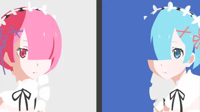 Minimalist Vector Maid Characters Ram Minimal Wallpaper 4K 1920x1080 Minimalist, Vector, Hd, Wallpaper, Featuring, Maid, Characters, Ram, Rem, Anime, Zero, Starting, Blue, White, Pink, Ultrawide, Full HD