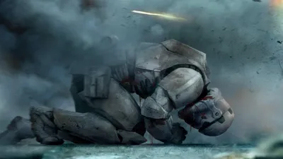 Dramatic Shows Star Space Wallpaper 4K 1920x1080 A, Dramatic, Hd, Desktop, Wallpaper:, Shows, Star, Wars, Stormtrooper, Kneeling, Ground, Amid, Gray, Ultrawide, Full HD