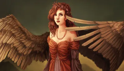 Moody Captivating Wallpaper Fantasy Wallpaper 4K 3719x2113 A, Captivating, Fantasy-themed, Hd, Wallpaper, Featuring, Majestic, Angel, Flowing, Hair, Large, Wings, Brown, Ultrawide, QHD