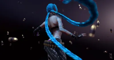 Jinx League Legends Long Blue Black/Dark Wallpaper 4K 3840x2036 Hd, Desktop, Wallpaper, Featuring, Jinx, From, League, Of, Legends, Long, Blue, Hair, Yellow, Red, Ultrawide, 4K