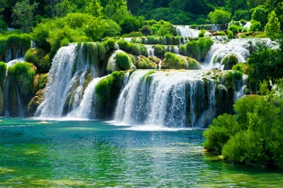 Vibrant Waterfall Cascading Nature Wallpaper 4K 4672x3104 4K, Ultra, Hd, Pc, Desktop, Wallpaper, Showcasing, A, Vibrant, Waterfall, Cascading, Into, White, Ultrawide