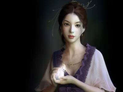 Fantasy Inspired Woman Elegant Outfit Animals Wallpaper 4K 1600x1200 A, Fantasy-inspired, Woman, In, An, Elegant, Outfit, Holds, Glowing, Orb:, Surrounded, Soft, Gray, White, Landscape