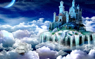 Fantasy Majestic Castle Perched Floating Space Wallpaper 4K 1920x1200 Hd, Fantasy, Pc, Desktop, Wallpaper, Featuring, A, Majestic, Castle, Perched, Floating, Island, White, Ultrawide, Full HD