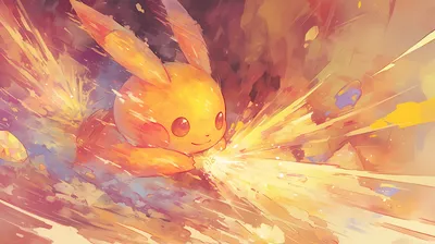 Painterly Anime Pikachu Pok Abstract Wallpaper 4K 3840x2152 Painterly, Anime, Pikachu, (pokémon), Surging, Through, Golden, Electric, Pok, Mon, Sparks, Vivid, White, Orange, Ultrawide, 4K