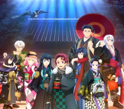 Radiant Main Wallpaper World Wallpaper 4K 2796x2461 Hd, Desktop, Wallpaper, Featuring, The, Main, Characters, From, Anime, Demon, Slayer, Kimetsu, White, Pink, Square, QHD