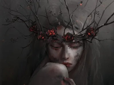 Fantasy Themed Depicting Sad Fantasy Wallpaper 4K 1920x1440 A, Fantasy-themed, Hd, Wallpaper, Depicting, Sad, Woman, Tears, Streaming, Down, Her, Face, Gray, Landscape, Full HD