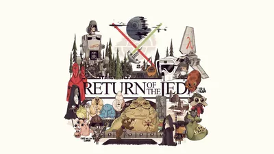 Vibrant Collage Iconic Characters Elements Space Wallpaper 4K 1920x1080 A, Vibrant, Collage, Featuring, Iconic, Characters, And, Elements, Star, Wars, Episode, Return, White, Ultrawide, Full HD