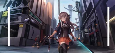 Anime Blonde Character Thigh Highs World Wallpaper 4K 2335x1080 Anime-style, Blonde, Character, In, Thigh, Highs, And, Jacket, Wielding, Sword, Gun, Stands, White, Ultrawide, Full HD