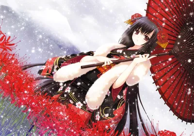 Serene Anime Wallpaper Nature Wallpaper 4K 3072x2158 Hd, Anime, Wallpaper, Of, A, Girl, In, Traditional, Attire, Holding, Red, Umbrella, White, Landscape, QHD