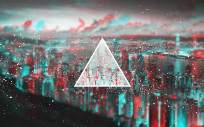 Bright Stylized Wallpaper World Wallpaper 4K 1920x1200 Hd, Wallpaper, Featuring, A, Stylized, Cityscape, With, Glowing, Triangle, Overlay, Red-blue, Color, Gray, White, Ultrawide, Full HD