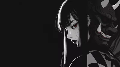 Black Anime Girl Cave Black/Dark Wallpaper 4K 3000x1688 Gray
