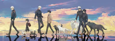 Bright Satoru Wallpaper Nature Wallpaper 4K 8291x2978 Hd, Desktop, Wallpaper, Of, Satoru, Gojo, And, Megumi, Fushiguro, Jujutsu, Kaisen, Walking, Gray, White, Ultrawide, 4K