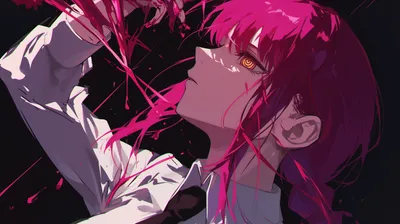 Vibrant Makima Chainsaw Man Her Black/Dark Wallpaper 4K 2912x1632 Vibrant, Hd, Wallpaper, Featuring, Makima, From, Chainsaw, Man, Showcasing, Her, Striking, Gaze, Gray, Pink, Red, Ultrawide, QHD