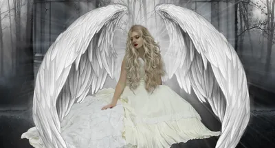 Fantasy Themed Angel Fantasy Wallpaper 4K 3508x1895 A, Stunning, Fantasy-themed, Hd, Wallpaper, Featuring, An, Angel, Long, Hair, Large, White, Ultrawide, QHD