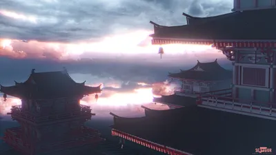 Fantasy Japanese Temple Fantasy Wallpaper 4K 5000x2812 A, Stunning, 4K, Ultra, Hd, Wallpaper, Featuring, Fantasy, Japanese, Temple, Floating, Among, White, Gray, Ultrawide