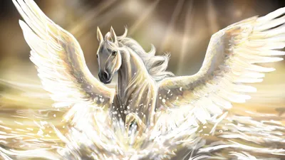 Majestic Pegasus Rises Shimmering Fantasy Wallpaper 4K 1920x1080 A, Majestic, Pegasus, Rises, From, Shimmering, Waters, Its, Wings, Spread, Wide, Surrounded, White, Ultrawide, Full HD
