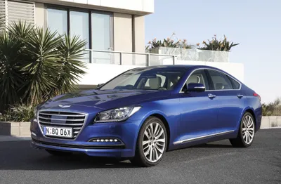Blue Hyundai Genesis Car Cars Wallpaper 4K 4096x2686 Blue, Hyundai, Genesis, Car, Parked, By, A, Modern, Building, Ultra, Desktop, Showing, White, Ultrawide, 4K
