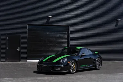 Crisp Black Wallpaper Cars Wallpaper 4K 4000x2667 Black, Porsche, 911, Sports, Car, With, Green, Racing:, Stripes, Parked, Before, Corrugated, Gray, Landscape, 4K